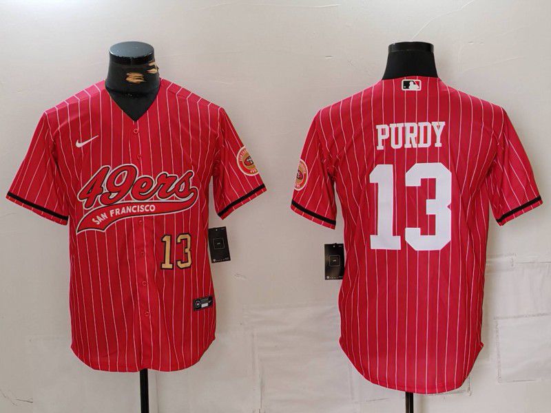 Men San Francisco 49ers #13 Purdy Red Stripe Joint Name 2024 Nike Limited NFL Jersey style 2->san francisco 49ers->NFL Jersey